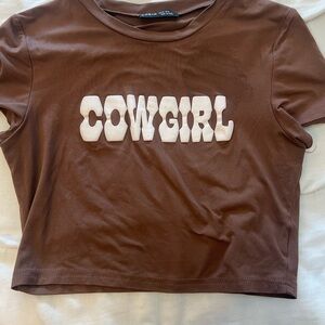 SHEIN Brown Cowgirl Crop Top